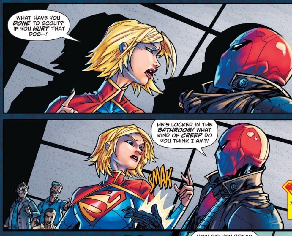 Supergirl rozmawia z Red Hoodem